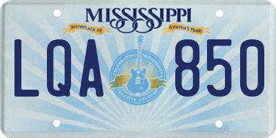MS license plate LQA850