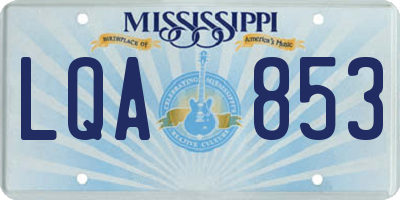 MS license plate LQA853