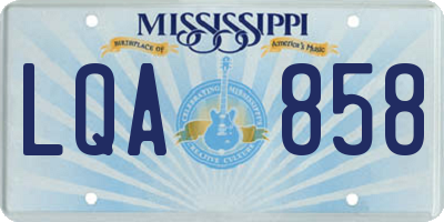 MS license plate LQA858
