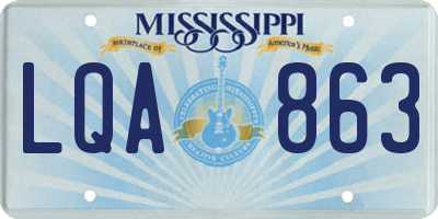 MS license plate LQA863