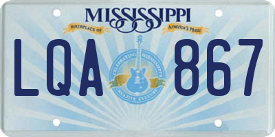 MS license plate LQA867