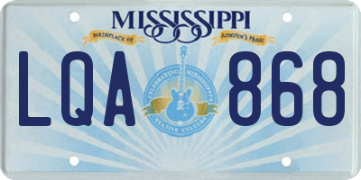 MS license plate LQA868