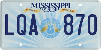 MS license plate LQA870