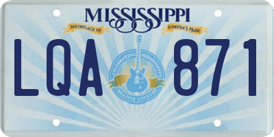 MS license plate LQA871