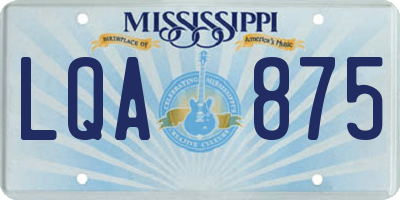 MS license plate LQA875