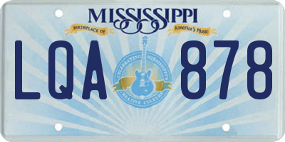 MS license plate LQA878