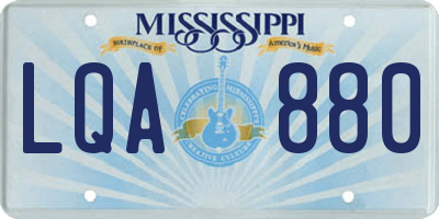 MS license plate LQA880
