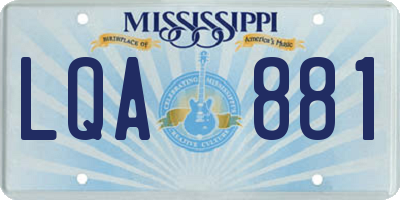 MS license plate LQA881