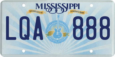 MS license plate LQA888