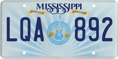 MS license plate LQA892