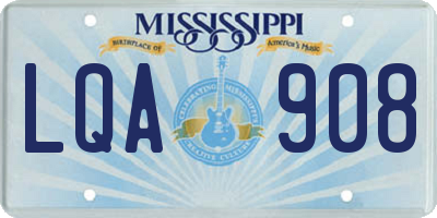 MS license plate LQA908