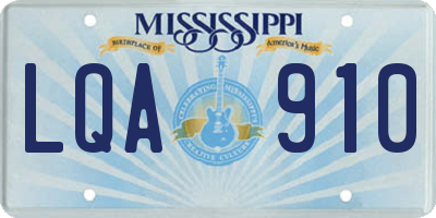 MS license plate LQA910