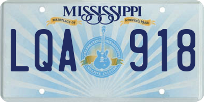MS license plate LQA918