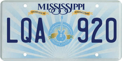 MS license plate LQA920
