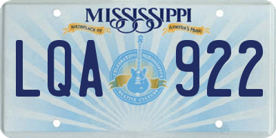 MS license plate LQA922