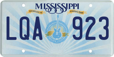 MS license plate LQA923