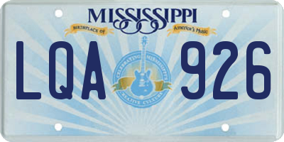 MS license plate LQA926