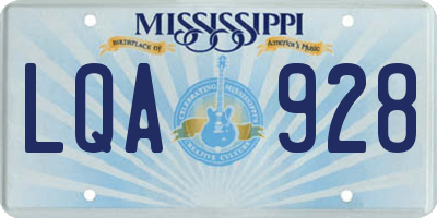 MS license plate LQA928