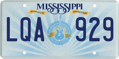 MS license plate LQA929
