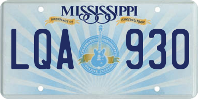 MS license plate LQA930