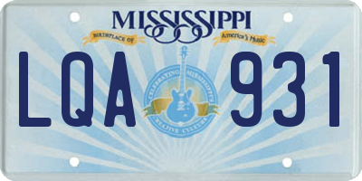 MS license plate LQA931