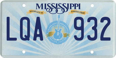 MS license plate LQA932