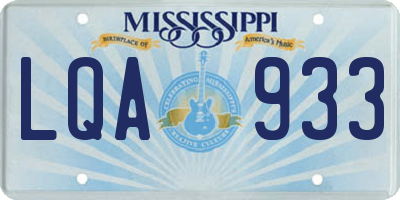 MS license plate LQA933