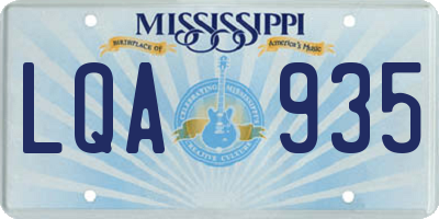 MS license plate LQA935