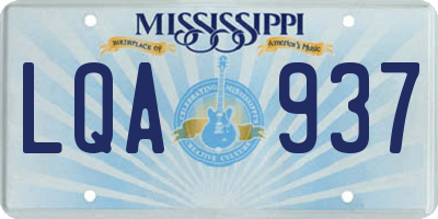 MS license plate LQA937