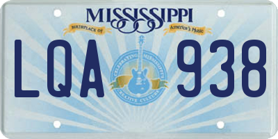MS license plate LQA938