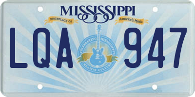 MS license plate LQA947