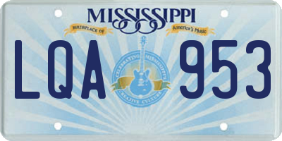 MS license plate LQA953