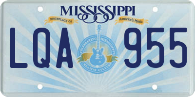 MS license plate LQA955