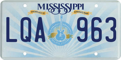 MS license plate LQA963