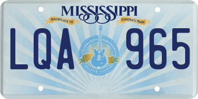 MS license plate LQA965
