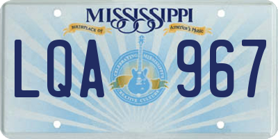 MS license plate LQA967