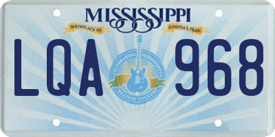 MS license plate LQA968