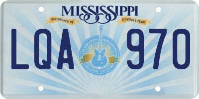 MS license plate LQA970