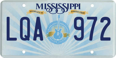 MS license plate LQA972