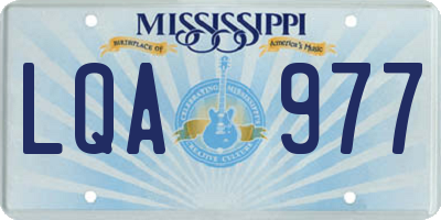 MS license plate LQA977