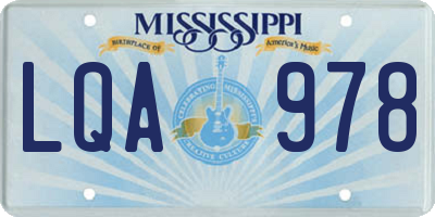 MS license plate LQA978