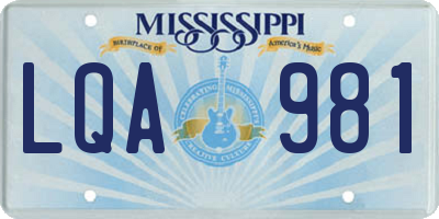 MS license plate LQA981