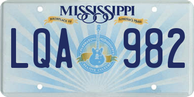 MS license plate LQA982