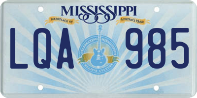 MS license plate LQA985