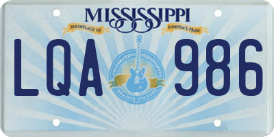 MS license plate LQA986