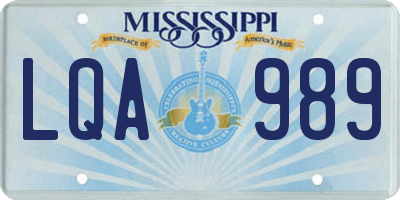 MS license plate LQA989