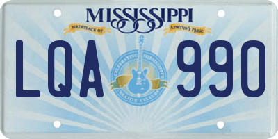 MS license plate LQA990