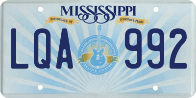 MS license plate LQA992