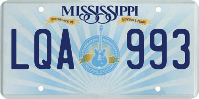 MS license plate LQA993