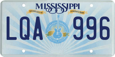 MS license plate LQA996